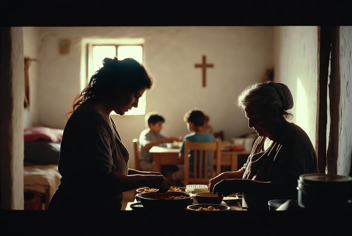 Lebanese Christian family in their mountain village home