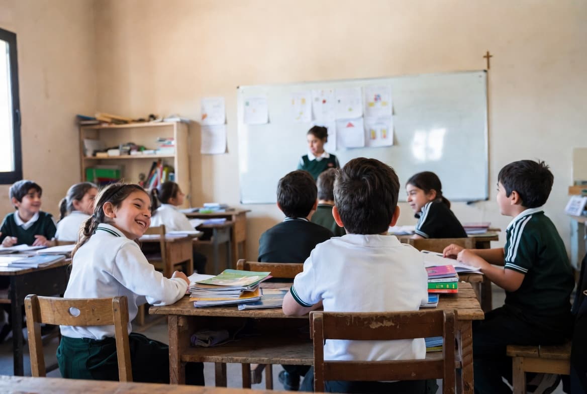 Children in a Lebanese school classroom